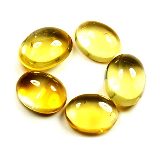 Cabochon en citrine véritable éclat solaire lot de 5 pierres ovales de haute qualité