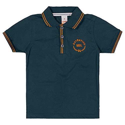 Camisa polo em meia malha Marisol meninos, Azul Petróleo, 12