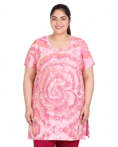 Image of In Love Women's All-Over Printed Cotton Plus Size Longline T-Shirt with Pockets