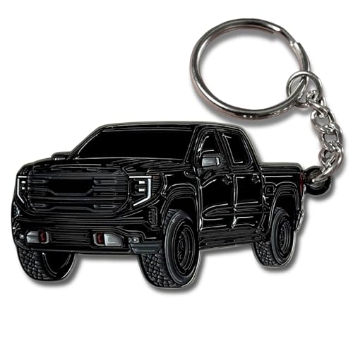FOUR WHEEL BEAST Sierra Keychain compatible with GMC Sierra 1500 Accessories AT4 Denali 2025 2024 2023 Key Chain Truck (Black)