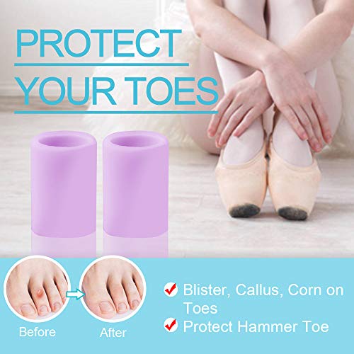 Image of 10 Pack Toe Sleeves, Gel Toe Protector, Silicone Toe Cushion to Protect Blister, Corns and Calluses on Toes, Prevent Rubbing Skin