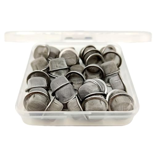XHXMDL 40pcs 0.5 Inch Pipe Screens Premium Diameter 1/2 Inch Mesh Bowl Stainless Steel Metal Pipe Screens with Storage Box