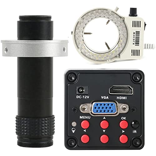 Microscope 100X 130X 180X 200X 300X 500X Industry Video Microscope Camera Zoom C-Mount Lens(with 130X Lens Light)