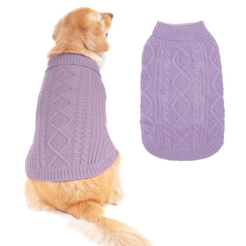 Image of BINGPET Dog Sweater for Large Dogs, Turtleneck Knitted Clothes