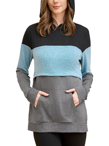 Image of Liu & Qu Women's Casual Nursing Hoodie Long Sleeve Breastfeeding Tops Sweatshirt Maternity Clothes