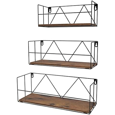 EYMPEU antique floating shelf wire wall-mounted storage shelf for living room bedroom kitchen office, 3-piece set Cover