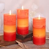 FLAVCHARM Tall 3x6 Inch Orange Pillar Candles 3 Pack Hand-Crafted Spiced Pumpkin Scented Candles Long Burn Time Dinner for Home Scented Housewarming Thanksgiving Gifts Fall Autumn
