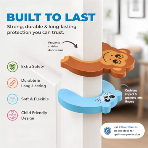 Image of BabySafeHouse Finger Pinch Door Guard for Baby Safety (Animal Shape-Pack of 5)-Door Stopper for Protection from Door Slamming & Accidental Door Lock