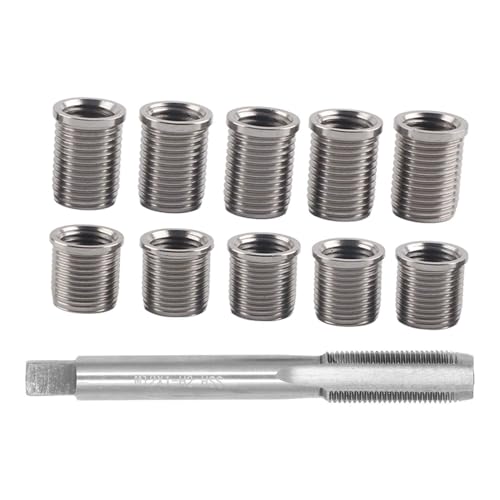 Kit de Réparation de Filetage de Bougie D'allumage, 10 Inserts Filetés M10x1.0 et 1 Taraud fileté M12x1.0, Outils de Taraudage de Bougie D'allumage pour la...