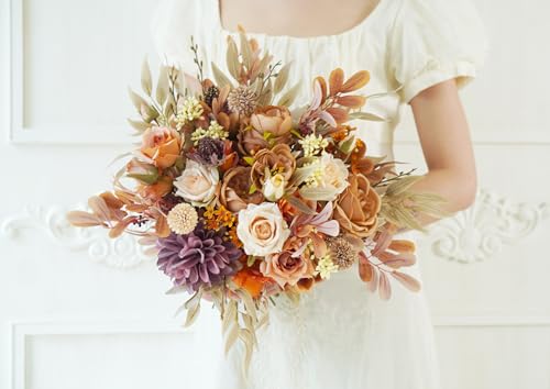 Ramo rústico boho blanco y beige para boda miniatura 2