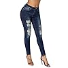 roswear Women's Ripped Mid Rise Destroyed Skinny Jeans Slate Blue M