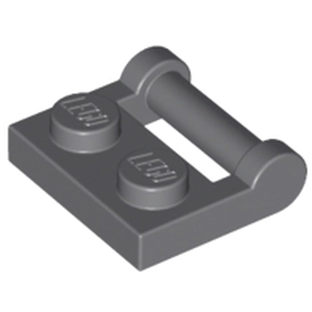 LEGO Plate, Modified 1 x 2 with Bar Handle on Side - Closed Ends, Part 48336, Multiple Colours Available (Dark Bluish Gray, 10, count)