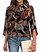 WIHOLL 3/4 Length Sleeve Womens Tops Blouses for Women Dressy Casual Spring Summer Tops 2026 Trendy Work Business Casual Outfits Fashion Clothing M Floral Print