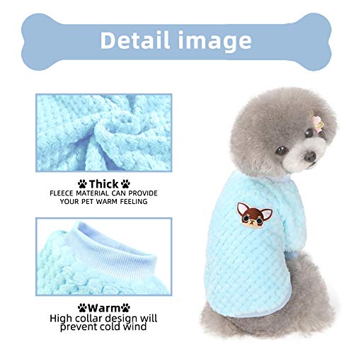 Soft Fleece Sweatshirt for Medium Dog,Winter Small Dog Sweaters Puppy Clothes,Fit Small Dogs Pet Cats Chihuahua Poodles Yorkies Pugs(Blue, Small) - Thumbnail 2