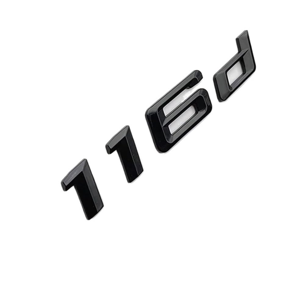 TVAAGHBCBR ABS Chrome Black Logo 116i 116d Letters Sticker Ahdesive Car Rear Trunk Emblem Badge Decal Compatible With BMW F20 E87 F21(Glossy Black 116d)