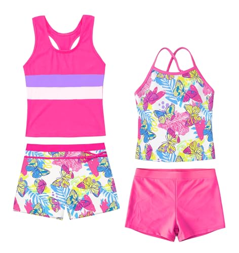 Image of Akokvlar Girls Two Piece Bathing Suit Swimsuit Tankini Swimwear with Boyshort
