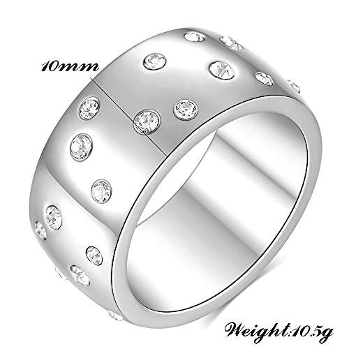 Jude Jewelers 10MM Stainless Steel Chunky Strong Cubic Zircon Filled Eternity Wedding Band Ring4