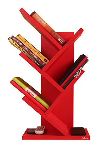 Image of Madhuran Engineered Wood Book Stand Holder (Matte,Red) / for Living Study Room Home Library Storage Furniture Deckup Open Rack