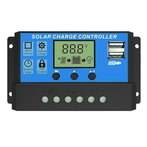 Regulador panel solar 60A PWM 12V 24V con salida USB dual y pantalla digital LCD 2