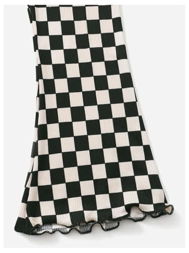 SOLY HUX Toddler Girl's Checkered Flare Leggings High Waisted Bell Bottom Pants Workout Athletic Trousers3