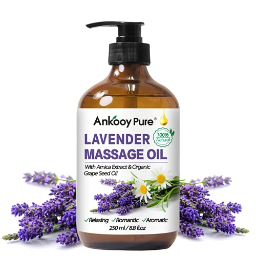 Lavender Massage Oil for Massage Therapy, 100% Natural Lavender Oil for Body Massage Warming Massage Oil and Relaxing Massage Oil for Couples Soothing Oil Body Massage Oil Moisturizer