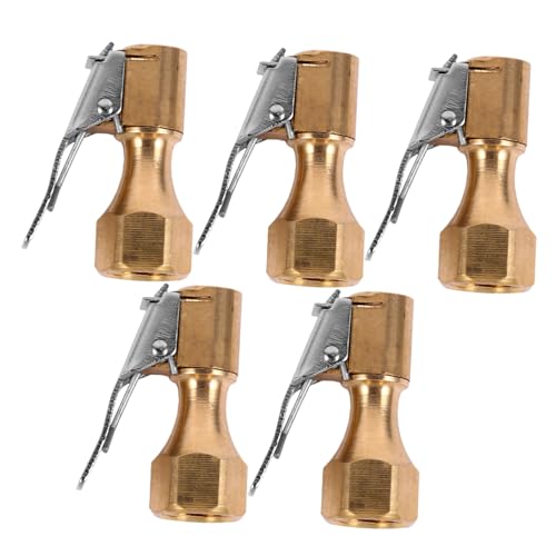 YARNOW 5 Piezas Boquillas de Aire de Cobre con Clip de Bloqueo Recto para Inflador de Neumáticos Accesorio para Compresor Cierre Seguro sin Fugas Compatible con Válvulas Estándar