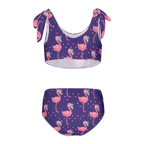 Toddler Girls Swimsuit Cute Pink Flamingo Dots Swimwear Kids Two Piece Bathing Suits for Girls Bikini Set 3-12T2