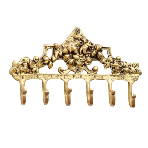 Stylentdecor Victorian Wall Hooks For Keys- Boho Key Holder For Wall Decor- Victorian Brass Coat Hooks- 6 Prong Decorative Key Hooks For Wall- Antique Key Hanger- Shabby Chic Towel Hooks- 1 Piece cover