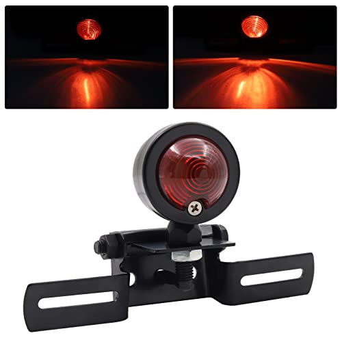YnGia Motorcycle Bullet Tail Light With License Plate Bracket Holder Brake Stop Light For Cafe Racer Bob-ber Custom Cho-pper Black Shell Red Light