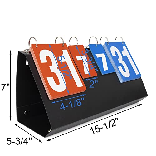 Tablero de marcador TOPTIE para baloncesto y fútbol, tablero de puntuación con tarjetas numéricas de doble cara y sistema de volteo para seguimiento de puntos y sets miniatura 3
