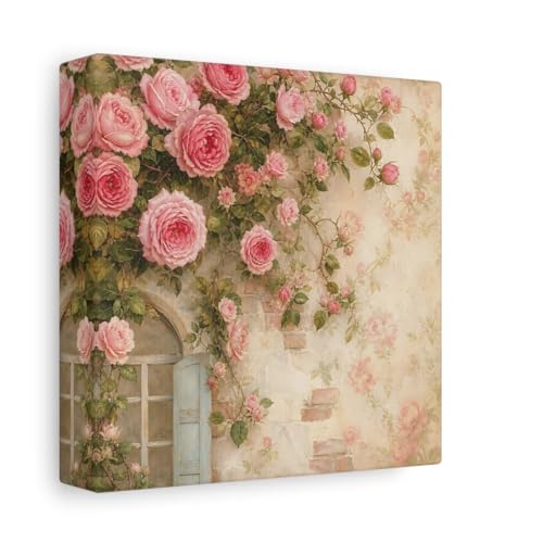 Toile fleurie vintage de qualité supérieure avec châssis épais de 3 cm