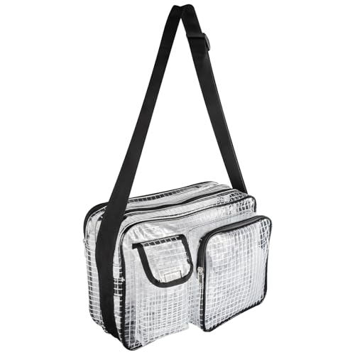 Synvicovan 13.8 Inch Tool Bag-Transparent & Anti-static Cleanroom Engineer Bag for Work and Travel(fabric shoulder straps)