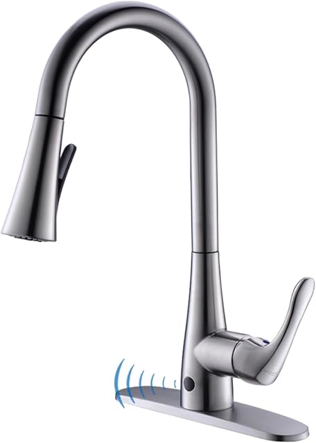 GEOATON Touchless Kitchen Faucet,Dual Motion Sensor Kitchen Sink faucets with Pull Down Sprayer,Healthy Material,Easy DIY Install (Brushed Nickel)