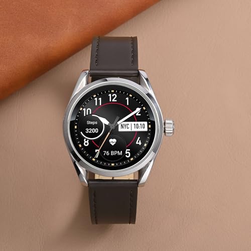 Image of ANNEFIT 19mm Watch Band with Black Buckle, Quick Release Genuine Leather Replacement Strap (Dark Brown /Dark Brown Stitching)