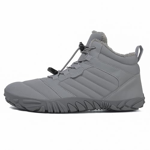 Image of Men's and Women's Barefoot Hiking Boots | Zero Drop Winter Snow Boots with Wide Toe Box | Slip-On Waterproof Ankle Booties | Minimalist Five-Finger Sneakers for Outdoor Hiking and Walking