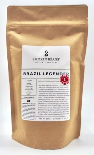 Smokin Beans Brazil Legender, Unroasted Green Arabica Coffee Beans 2-Lb 1ct