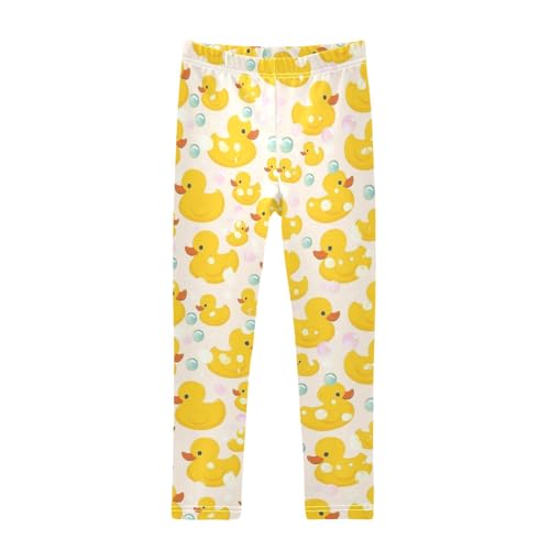 Yellow Ducks Girls' Leggings Toddler Doodles Bubbles Kids Yoga Pants Dance Active Tights 4T