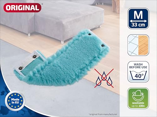 Leifheit Replacement Wiper Cover Clean Twist M Static Plus, Dusting Mop Head, Dust Attracting Cover for Floor Mop, 33 cm wide, Turquoise - Image 2