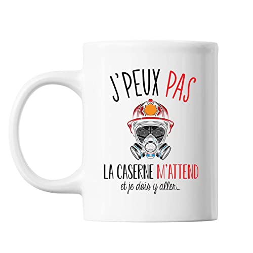 Planetee Mug Caserne pompier j'peux pas Blanc