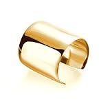 Yellow Gold Cuff Bracelet Bangle Smooth Stainless Steel High Polished for Women Girls Lady Wedding Jewelry