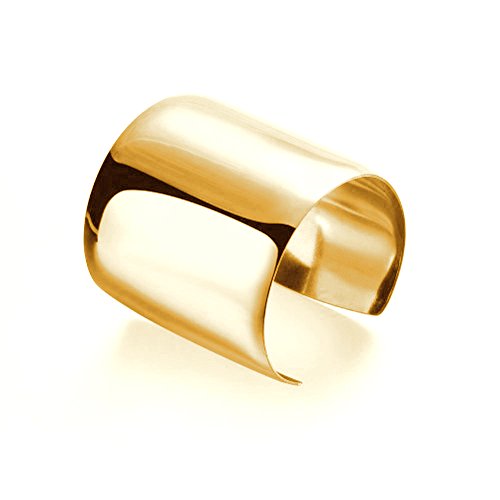 Carffany Women's Wide Cuff Bracelet Bangle in High Polished Stainless Steel (Yellow God)