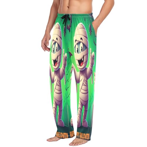 Qilmy Halloween Cute Mummy Men's Cotton Pajama Pants, Lightweight Lounge Sleepwear with Drawstring and Pocket4