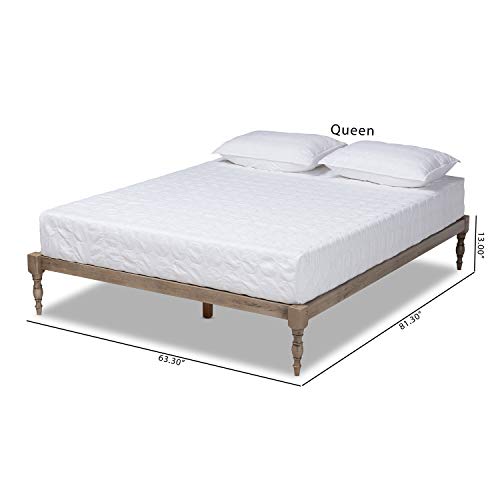 Baxton Studio Iseline Queen Size Grey Finished Wood Platform Bed Frame #TOP7