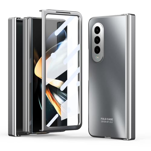Coque Samsung Galaxy Z Fold 4 5G fine argentée avec protection de charnière et d'écran intégrée
