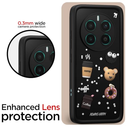 Image of Bintage Cute Fun Taddy Cartoon 3D Ball Bear Milk Donut Coffee Cup Silicon Case Full Body & Camera Protection Back Cover Compatible for Realme 12 Pro Plus 5G - Black