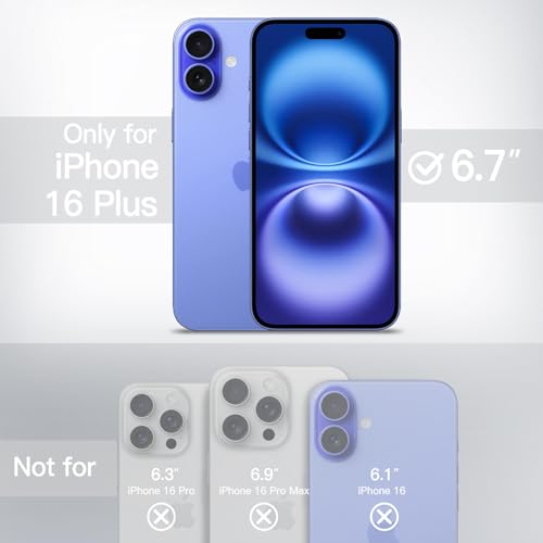 Image of JETech Magnetic Cover Case for iPhone 16 Plus 6.7-Inch Compatible with MagSafe, Translucent Matte Back Slim Shockproof Phone Cover (Ultramarine)