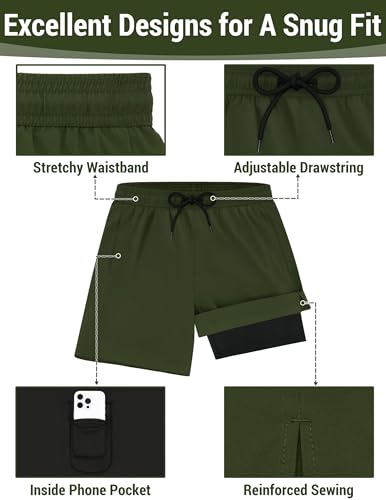 Olreco Mens Swim Trunks with Compression Liner 7 Inch Quick Dry Mens Bathing Suit Men Swim Shorts Men's Board Shorts Swimwear4