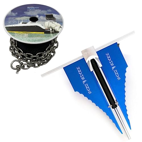 SandShark Premium Fluke Anchor-Retractable Shaft Easy Storage-Aluminum Pontoon Boat Anchor, Jet Ski Anchor. Boats<30 ft. Sand Anchor for Boat, Boat Anchor Kit, Lightweight. (Boat Anchor-Line-Chain)