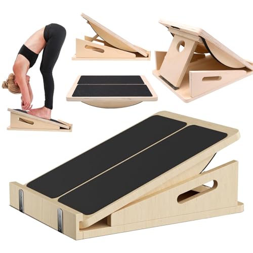 3 in1 Table d'équilibrage à une jambe, Planche Inclinée en Bois, Plateforme Etirement Mollets &...