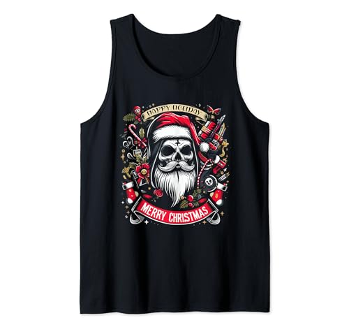 Goth Christmas Santa Claus Gothic Skull For Men Women Dark Camiseta sin Mangas